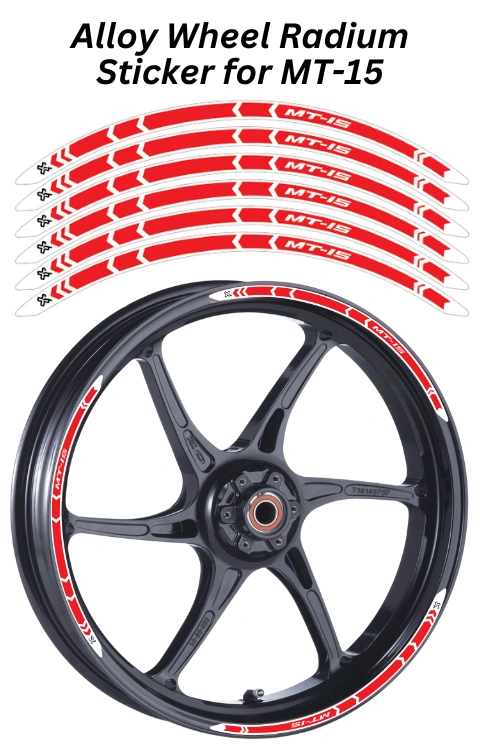 Alloy Wheel Radium Sticker Compatible with MT 15 | Made in Premium Radium with FPF (Fade Protection Film), Waterproof, Precut Sticker, Pack Of 12